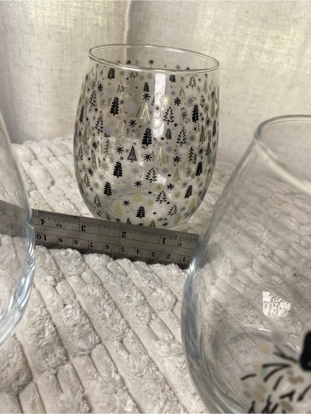 Home Essentials Holiday Stemless Wine Glasses - Set of 3 Christmas